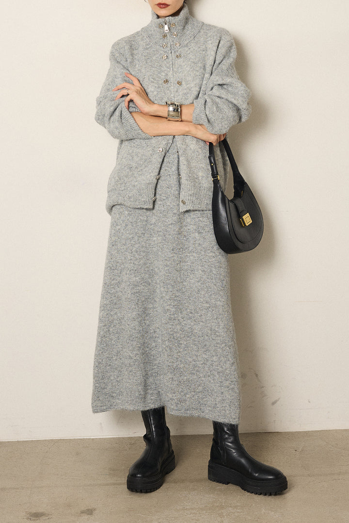 [SET]ハイネックメタルプレートニットスカートSETUP