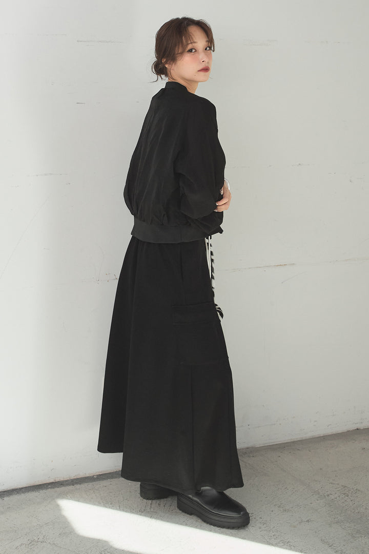 [SET]シアー×ポンチブルゾン+リラックススウェットスカート(2set)