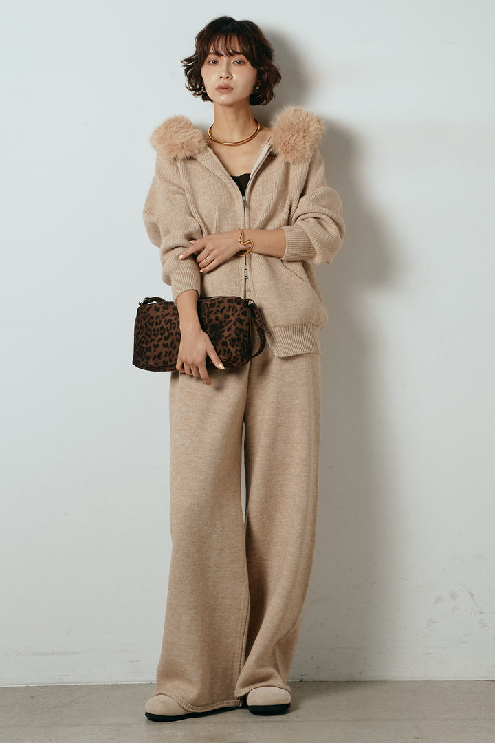 【着回しセット】[SET]ファー付きフーディーニットSETUP+ストライプドッキングニットポロSETUP(2set)