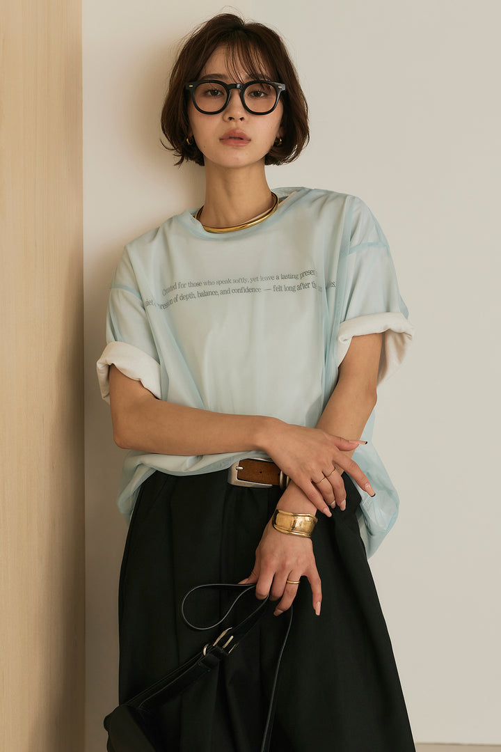 【即納】綿天竺Tシャツ×チュールトップス