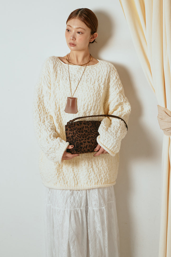 [SET]ボリューム編みニットプルオーバー+ひげレース切替ロング丈スカート(2set)