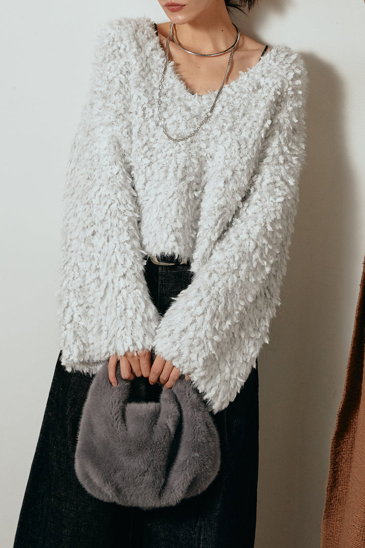 [SET]深Vネックチョウチョヤーンニットトップス+フロントタック入りコーデュロイパンツ(2set)