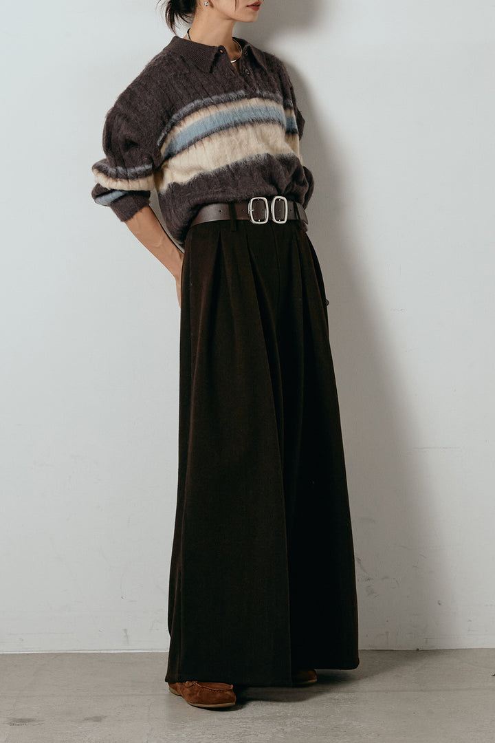 アルパカタッチボーダーポロニット/ブラウン