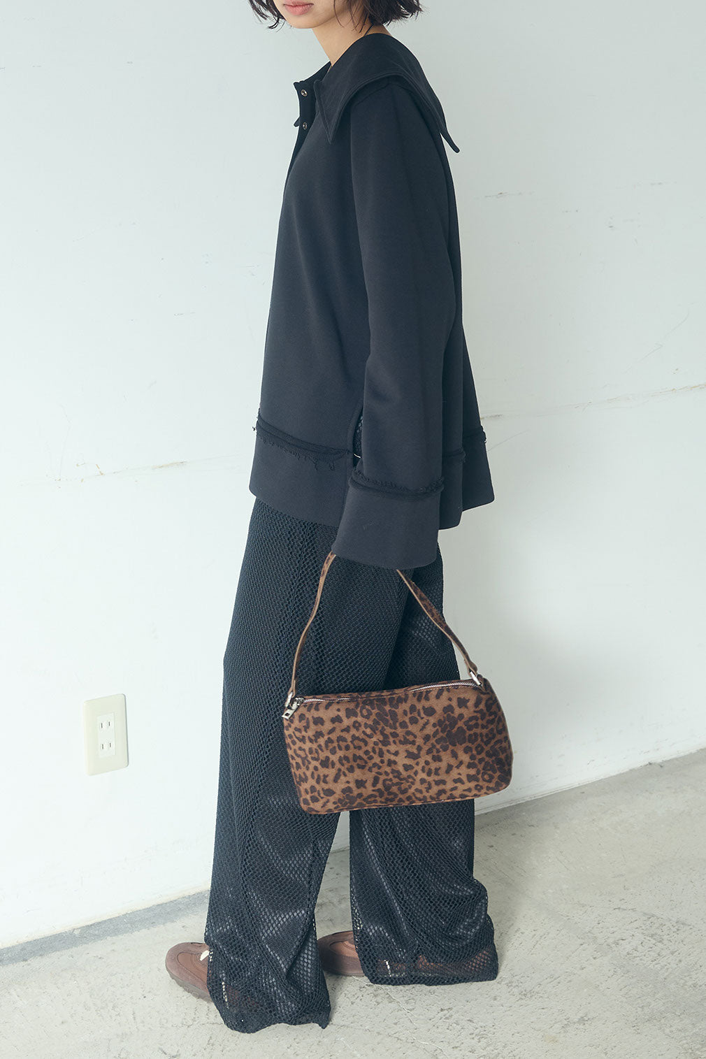 [SET]ビッグカラー2WAYスウェットトップス+メッシュリラックスパンツ(2set)