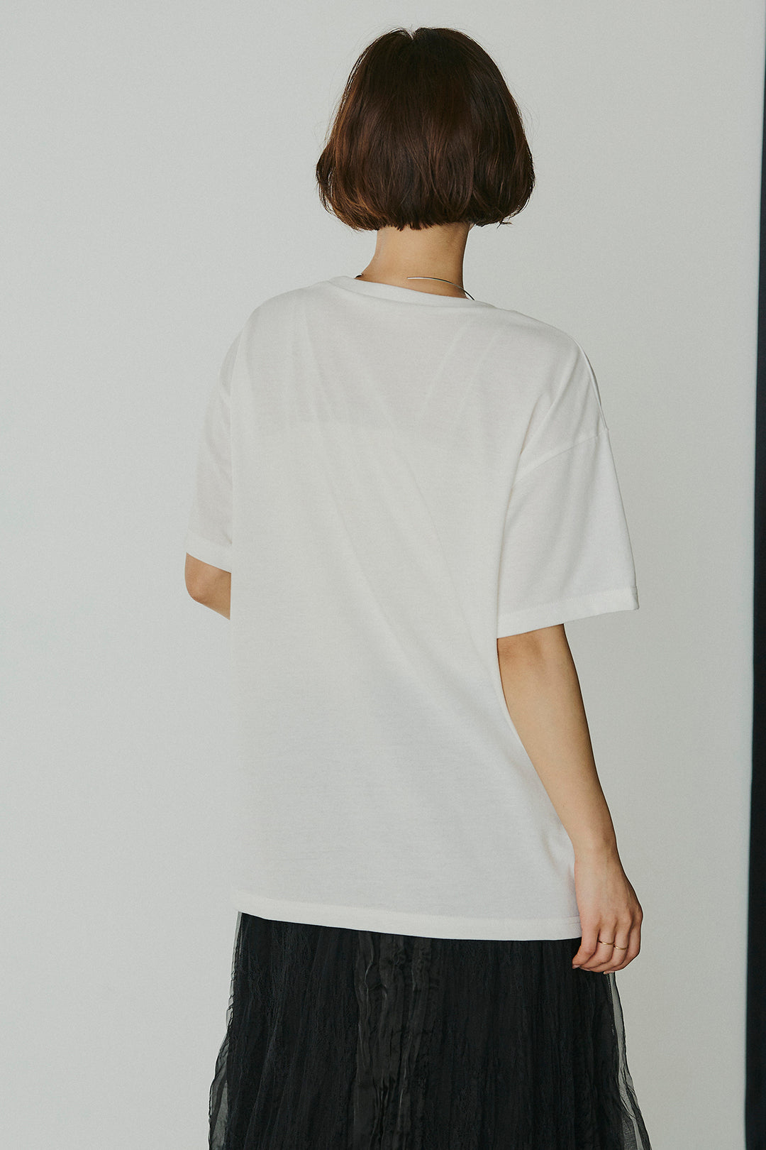 [SET]レースロゴ刺繍Tシャツ+レースコンビワッシャーギャザースカート(2set)