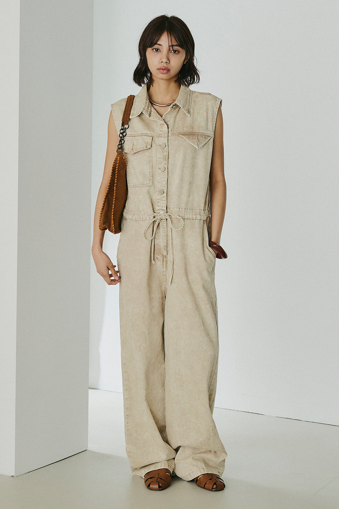 [SET]ケミカルデニムノースリロンパース