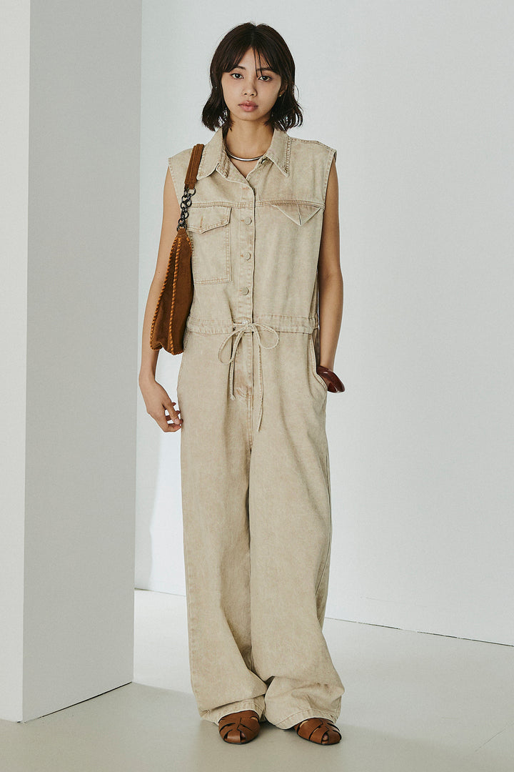 [SET]ケミカルデニムノースリロンパース