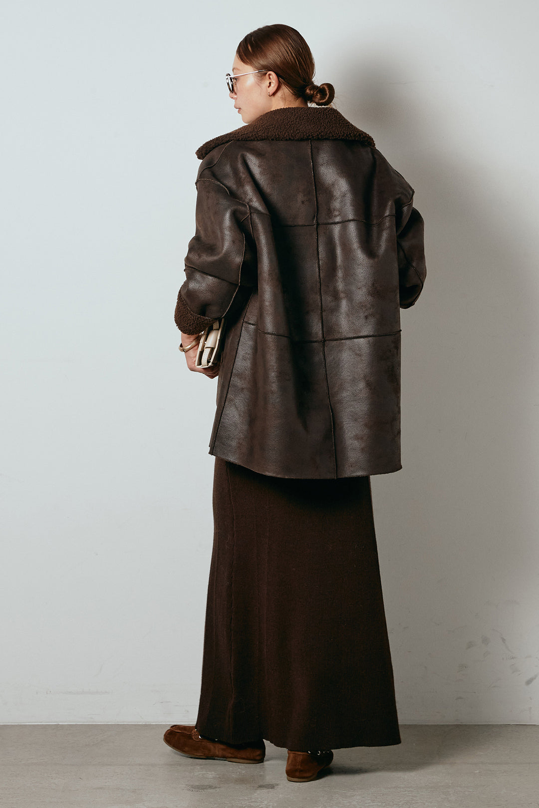 [SET]リバーシブルエコムートンコート+リブナローニットスカート(2set)