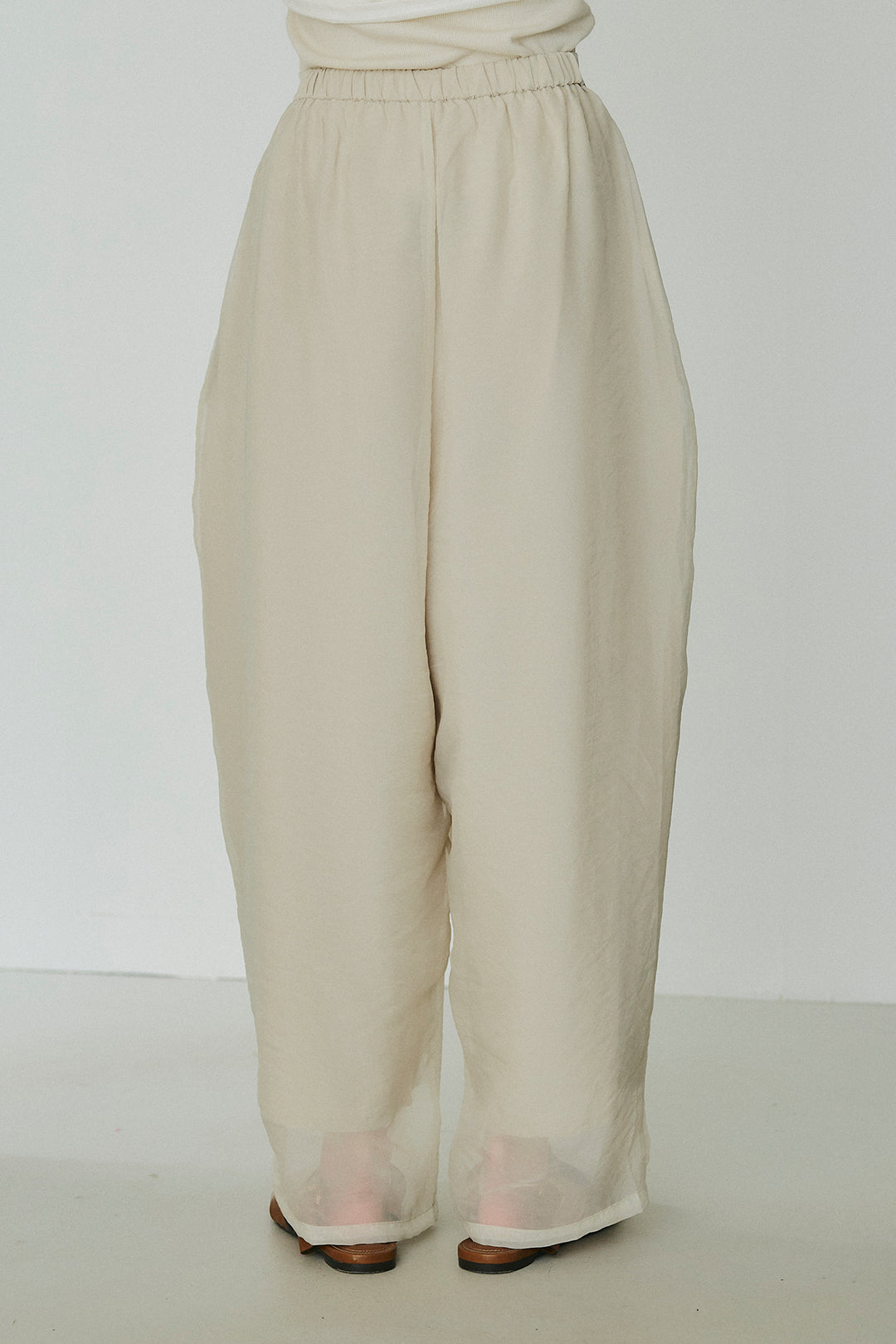 [SET]鍵編みフラワーレースカーディガン+オーガンジータックパンツ(2set)