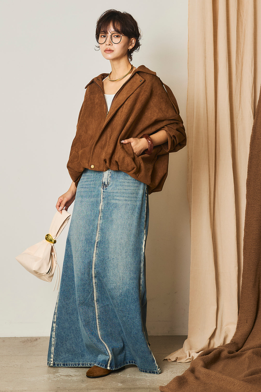 【即納】バルーンシルエットフェイクスエードブルゾン