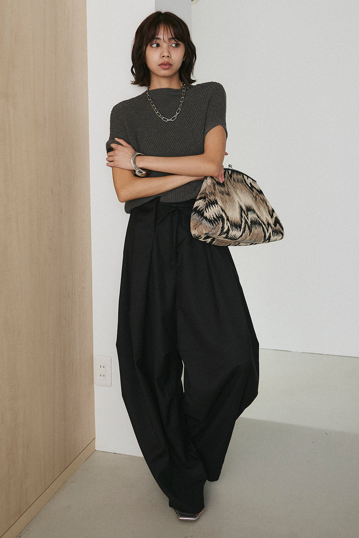 [SET]フレンチリブニットプルオーバー+ベルトループワイドパンツ(2set)