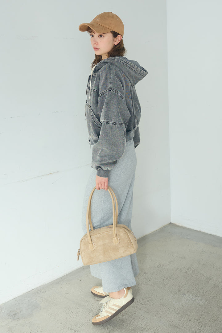 [SET]デニムダブルジップパーカーブルゾン+レイヤード見えヘンリーネックロングワンピース(2set)