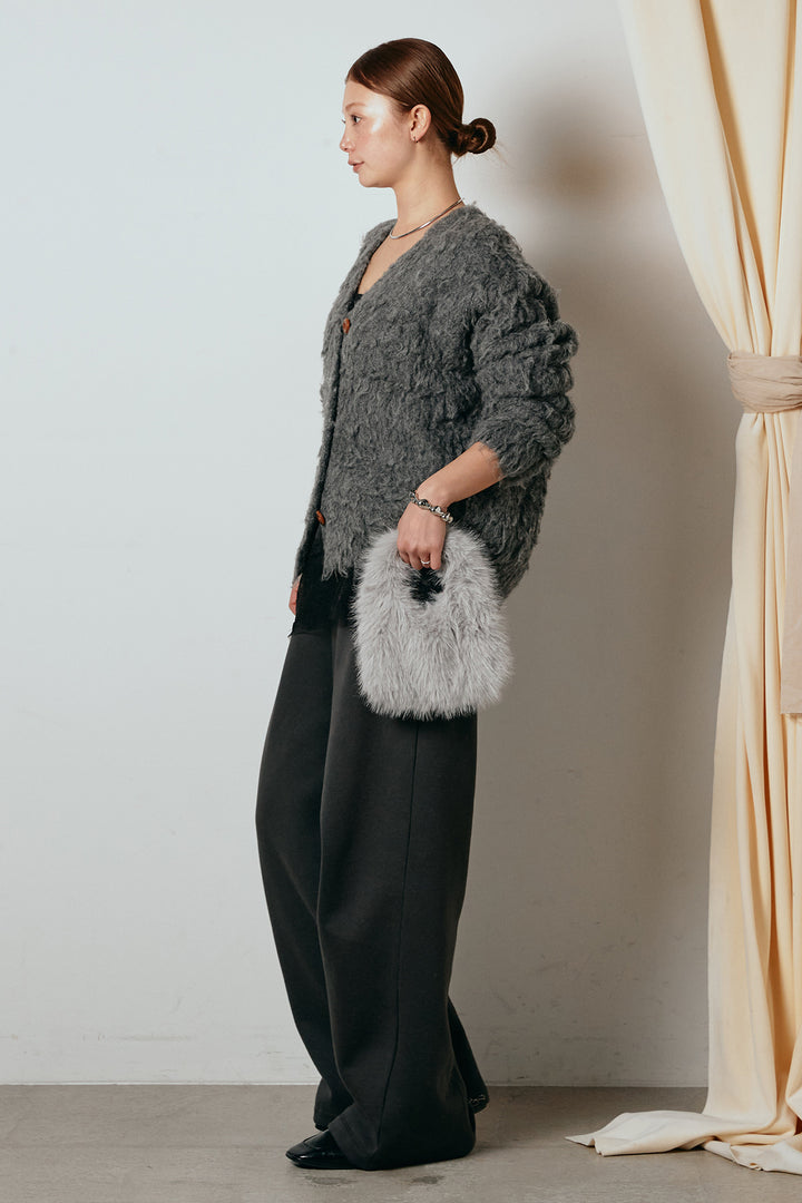 [SET]ルーズシャギーニットカーディガン+レース切り替えキャミソール(2set)