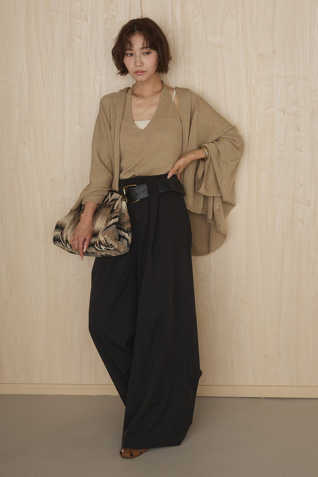 [SET]オーバードルマンカーディガン+ホルターネックインナー(2set)