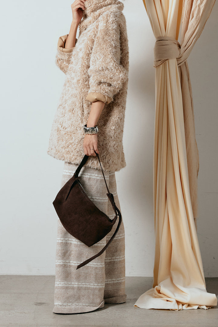 [SET]リバーシブルボアアウター+マルチライン柄リラックスニットパンツ(2set)