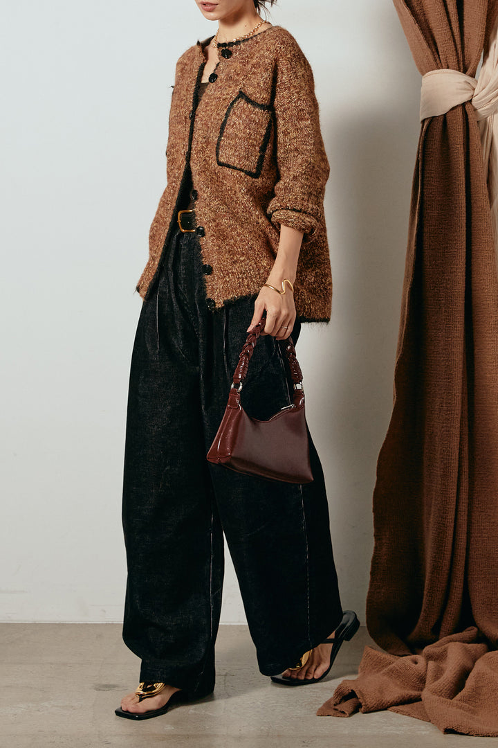 [SET]ミックスニットポケットカーディガン+フロントタック入りコーデュロイパンツ(2set)