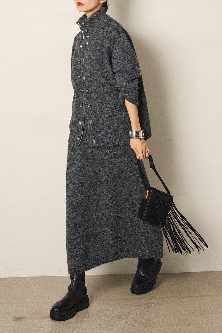 [SET]ハイネックメタルプレートニットスカートSETUP