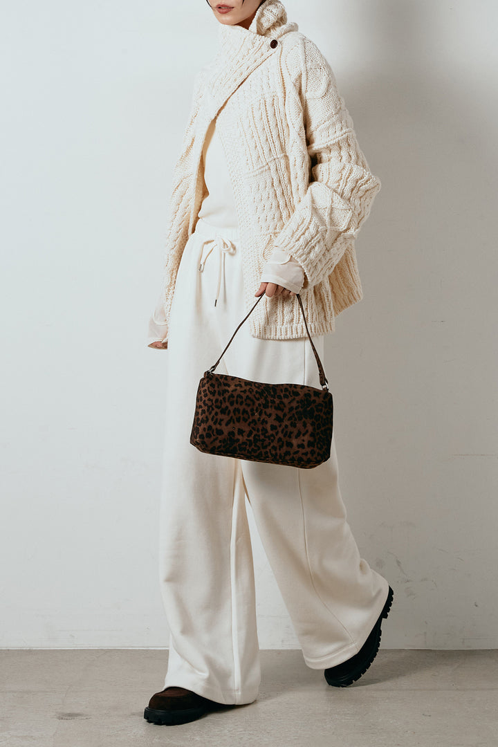 [SET]ビッグカラーケーブル編みニットトップス+2WAY袖コード刺繍クルーネックプルオーバー+裏起毛スウェットワイドパンツ(3set)