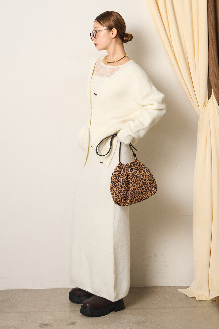 [SET]丸ボタン起毛ニットカーディガン+起毛ニットロングスカート+ストレッチレースクルーネックプルオーバー(3set)