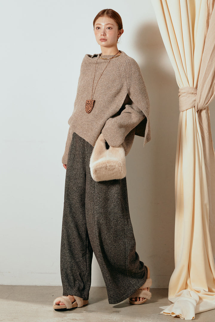 【着回しセット】[SET]ケープデザインリブニットトップス+ケープデザインリブニットトップス(2set)