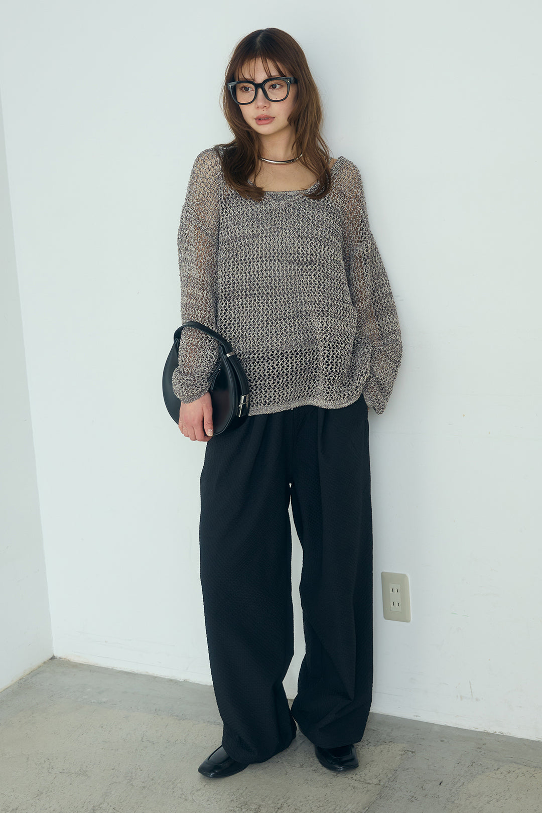 [SET]メッシュ編みビスチェセットVネックプルオーバー+シアサッカーイージーパンツ(2set)