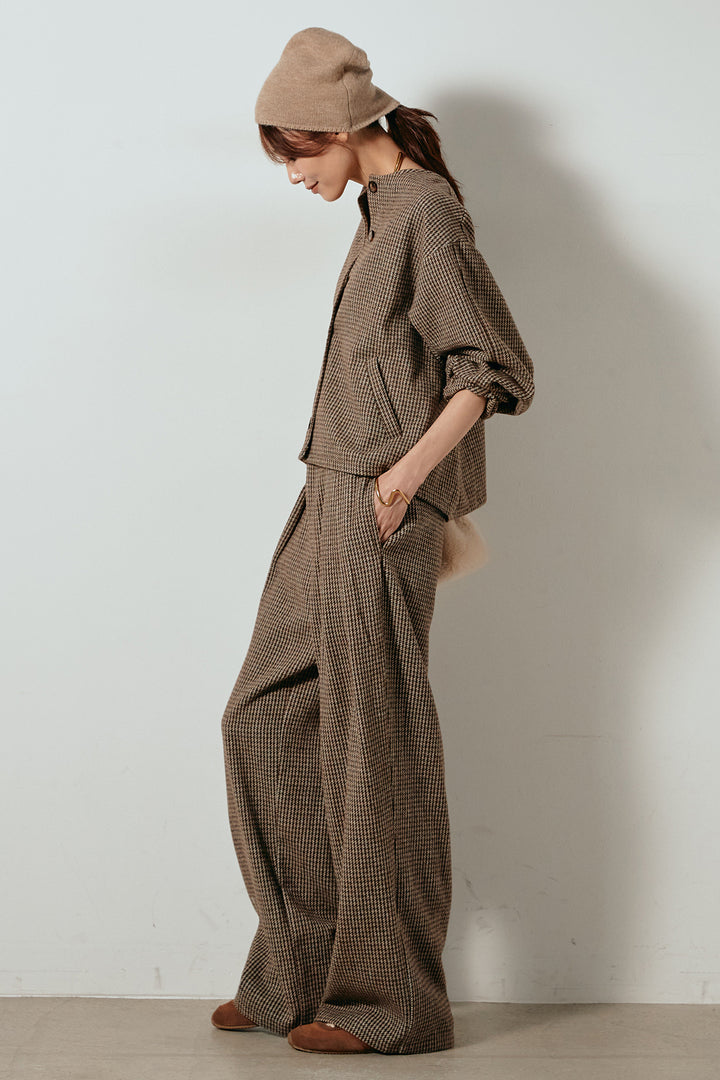 [SET]ノーカラーガンクラブチェックジャケット+ガンクラブチェックタックパンツ(2set)