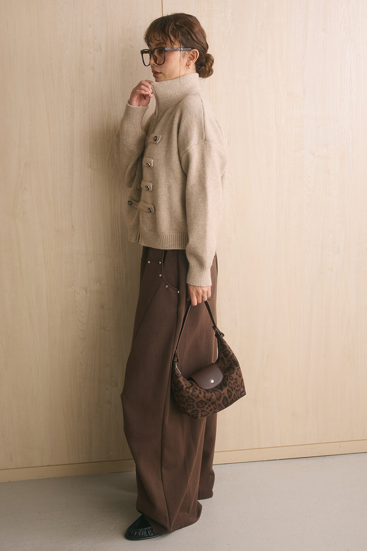 【着回しセット】[SET]ナポレオンボタンハイネックニットブルゾン+ナポレオンボタンハイネックニットブルゾン(2set)