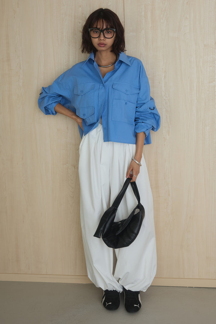 [SET]ビッグポケットシャツ+裾絞りワイドパンツ(2set)