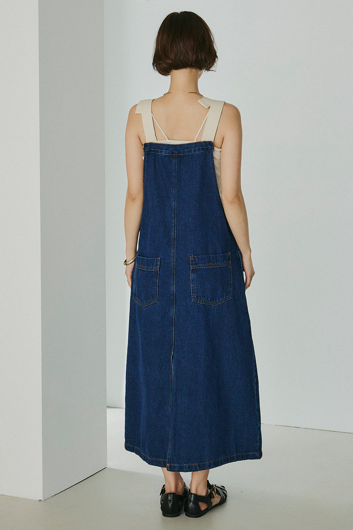 [SET]シアージャガードハーフスリーブテーラードジャケット+配色ショルダーデニムサロペットスカート(2set)