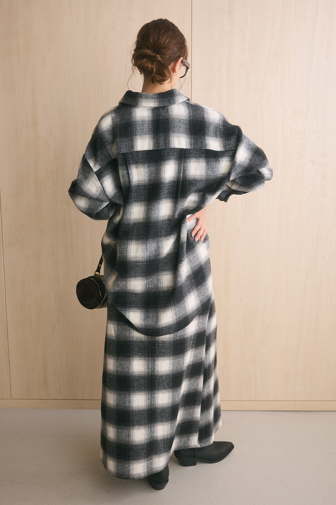 [SET]起毛チェック柄シャツジャケット+起毛チェック柄ボックスタックスカート(2set)
