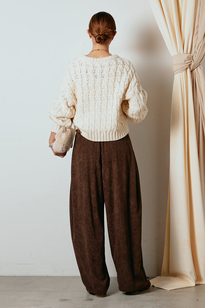 [SET]バルキーケーブルプルオーバー+コーデュロイサイドタックコクーンパンツ(2set)