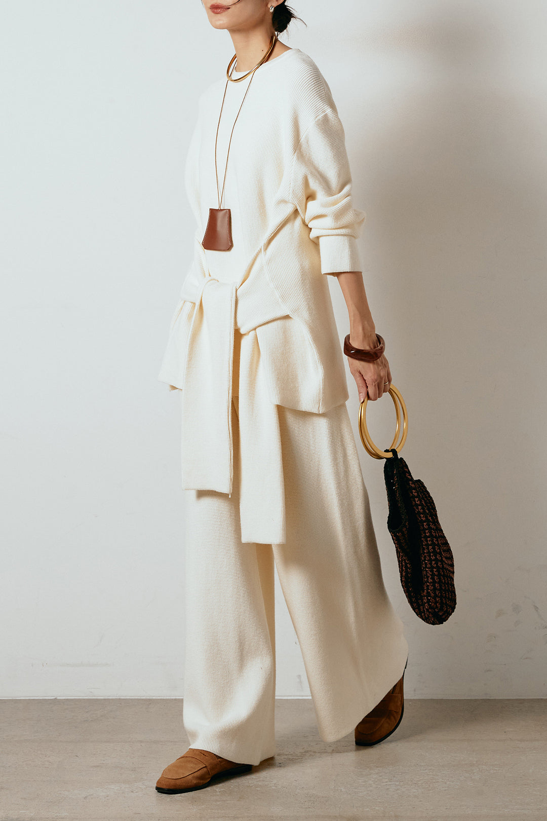 [SET]ウエスト巻きワッフルニットSETUP