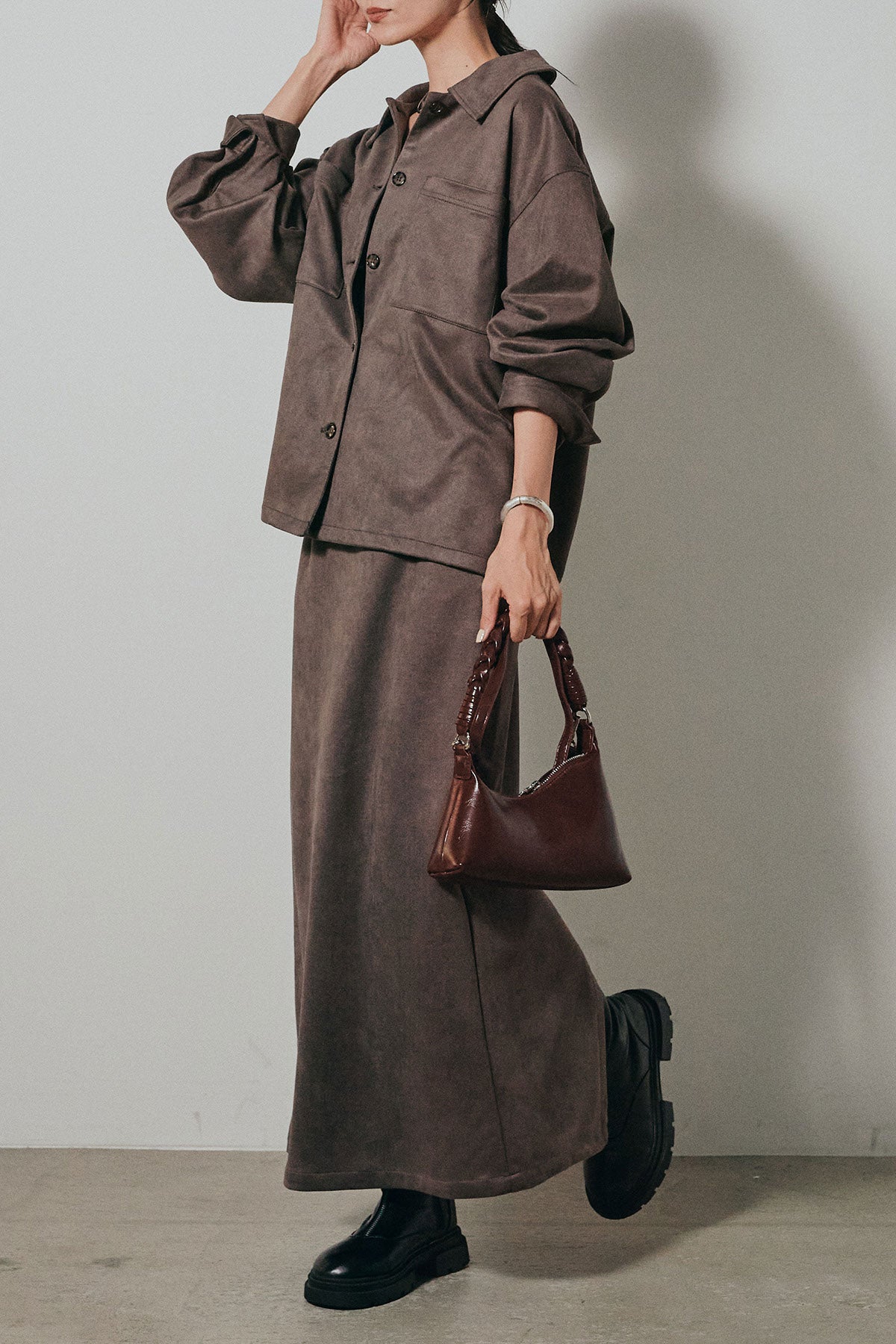 SET]フェイクスウェードシャツジャケット+フェイクスウェード