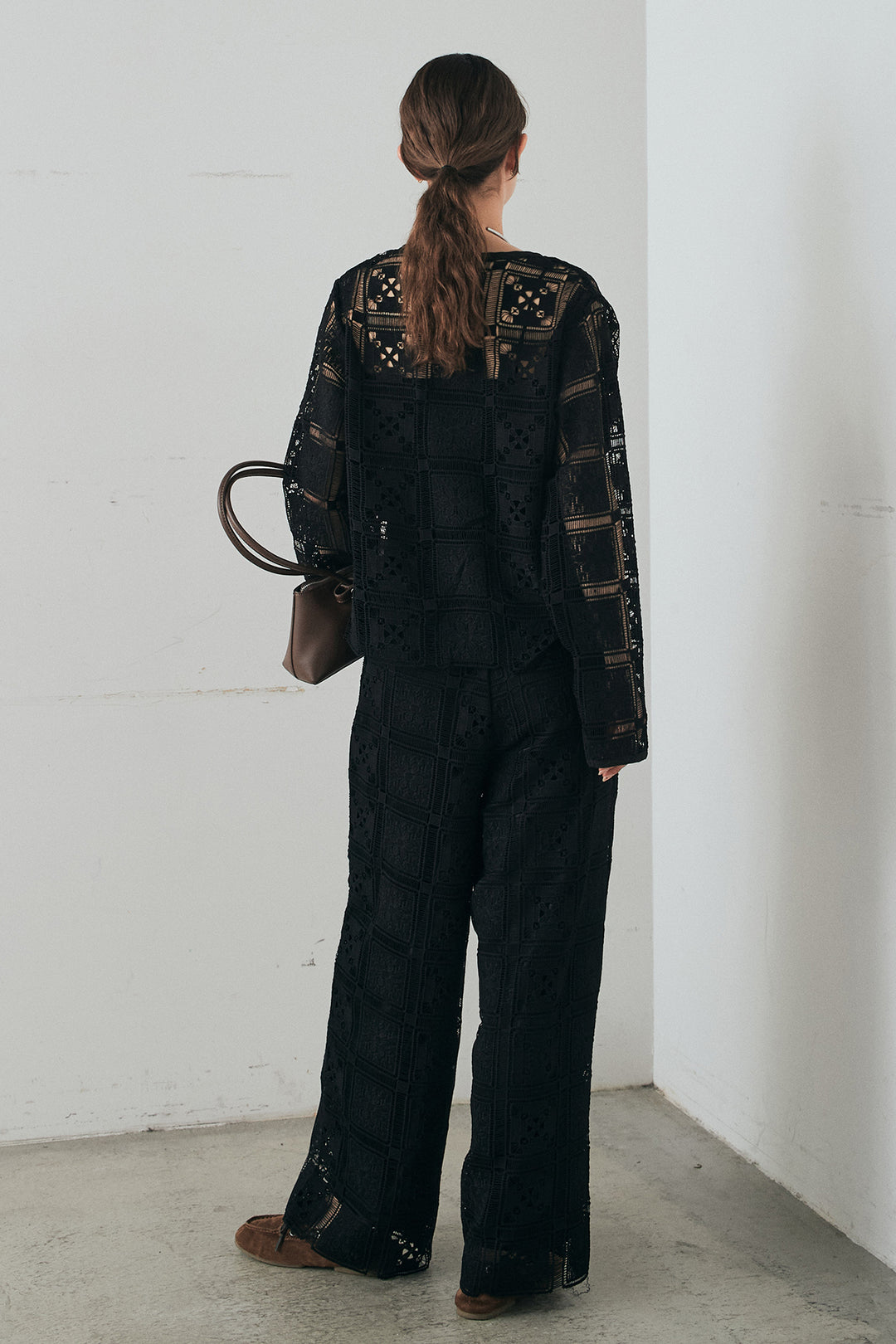 [SET]クロシェレースカーディガン+クロシェレースイージーパンツ(2set)