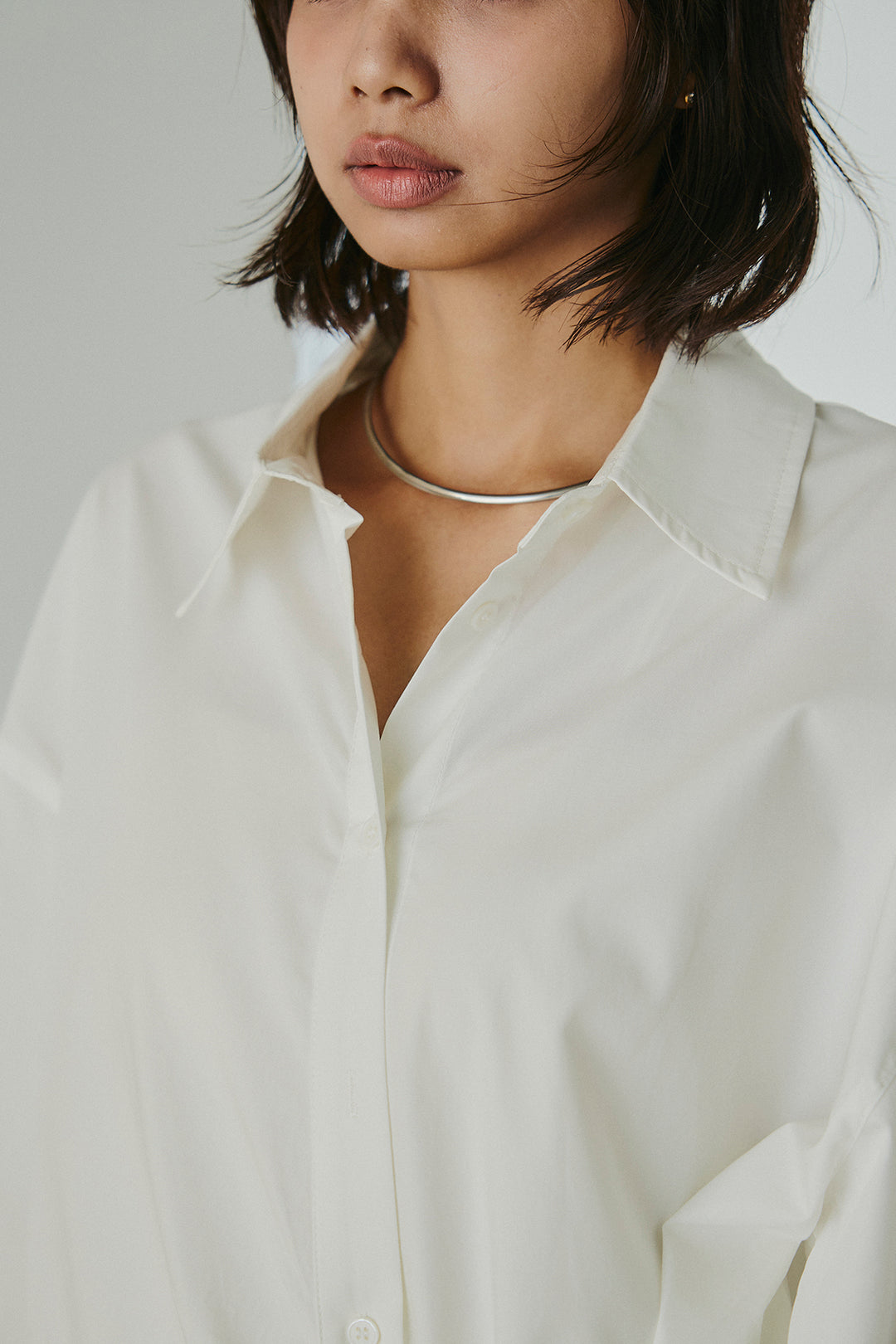 襟付き巻きデザインシャツ