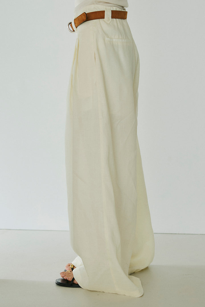 [SET]鍵編みフラワーレースカーディガン+タック入りワイドパンツ(2set)