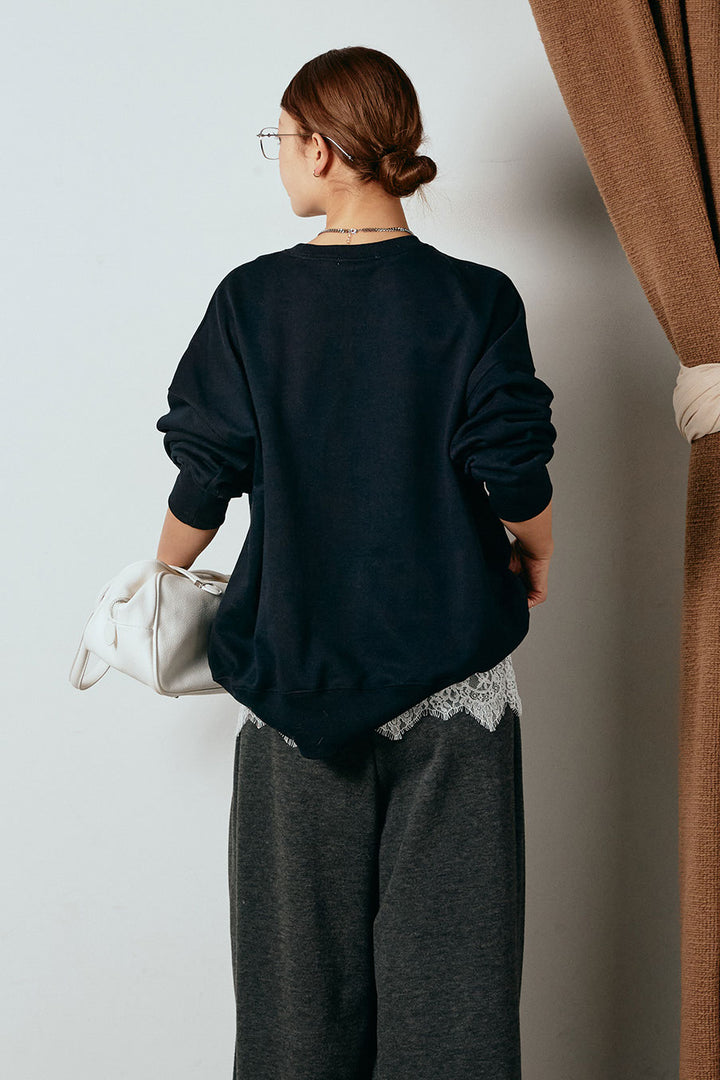 [SET]フロントロゴスウェットプルオーバー+カップ付きレースドッキングキャミソール(2set)