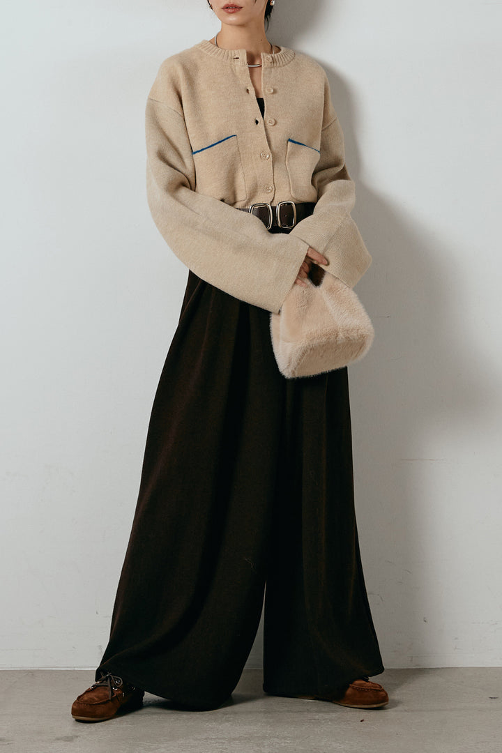 アルパカタッチダブルフェイスカーディガン/アイボリー