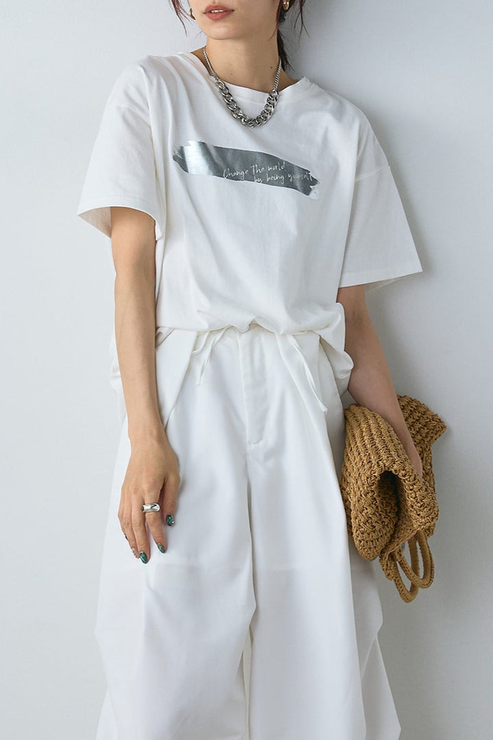 【即納】かすれ箔プリントTシャツ