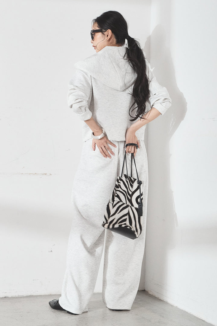 [SET]スウェットドルマンジップフードパーカー+スウェットコクーンイージーパンツ(2set)