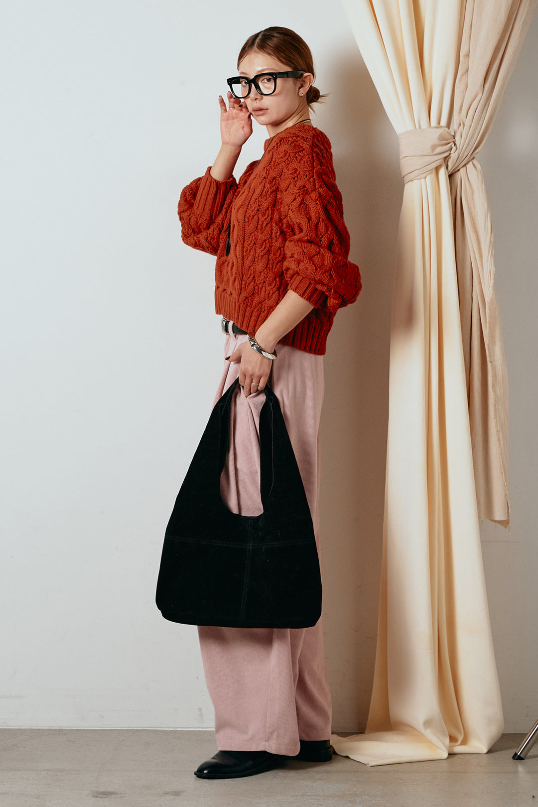 [SET]バルキーケーブルプルオーバー+コーデュロイサイドタックコクーンパンツ(2set)