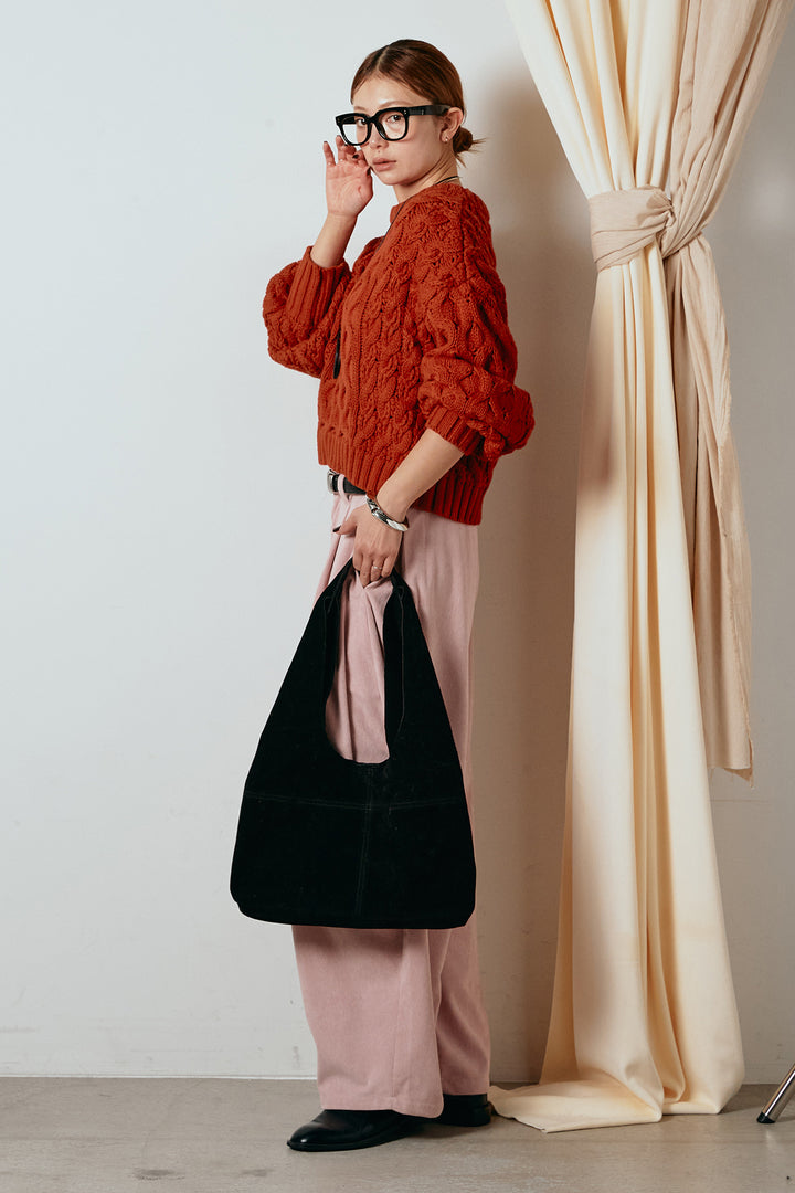 [SET]バルキーケーブルプルオーバー+コーデュロイサイドタックコクーンパンツ(2set)