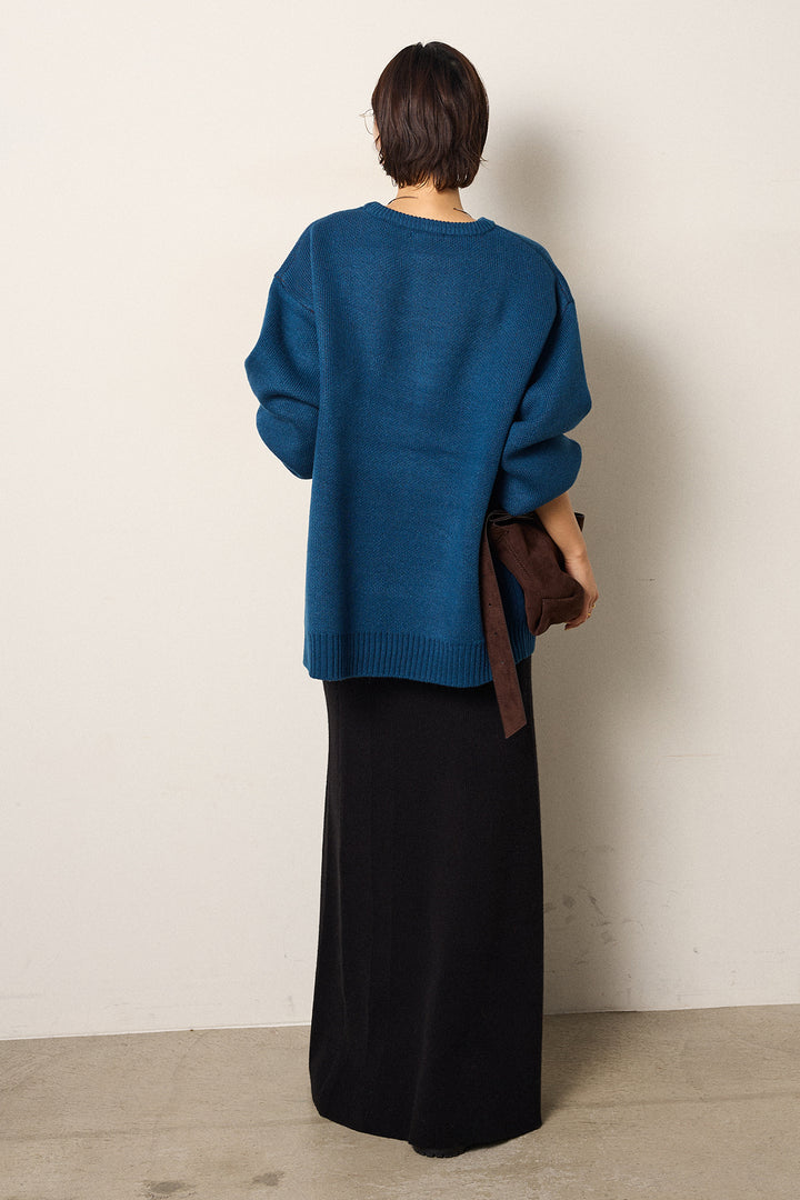 [SET]アニマルジャガード柄ニットトップス+リブナローニットスカート(2set)