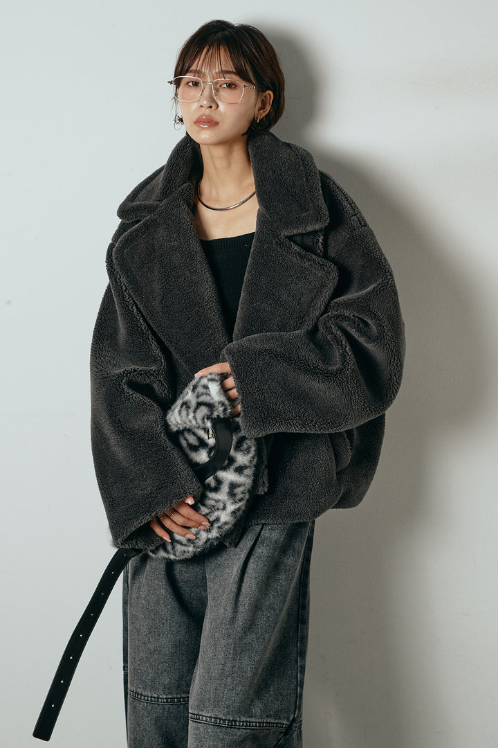 【2月中旬発送】
[SET]テディボアショートジャケット+加工デニムタックコクーンワイドパンツ(2set)