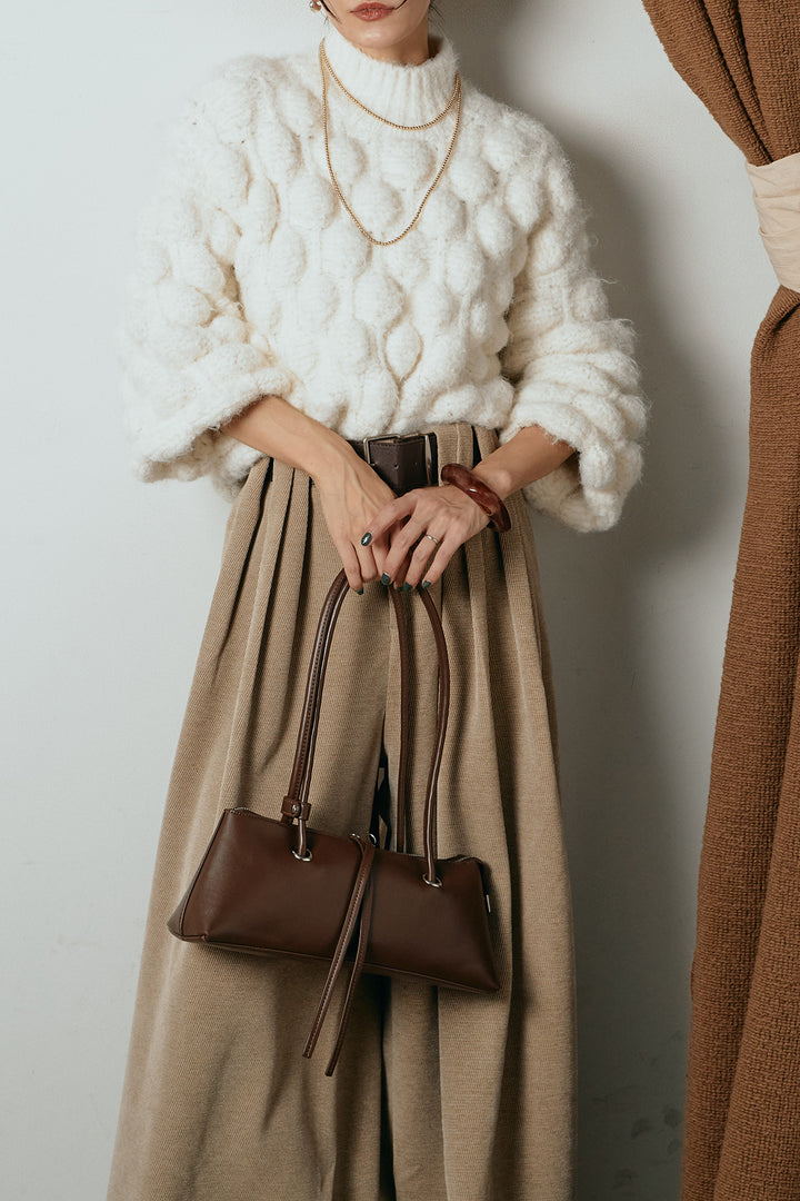 [SET]ボリュームポップコーンニットトップス+ベルトループコーデュロイワイドパンツ(2set)