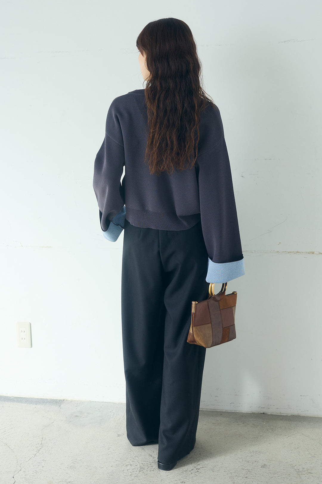 [SET]レーヨンポリダブルフェイスカーディガン+サイドベルトタック入りスラックス(2set)