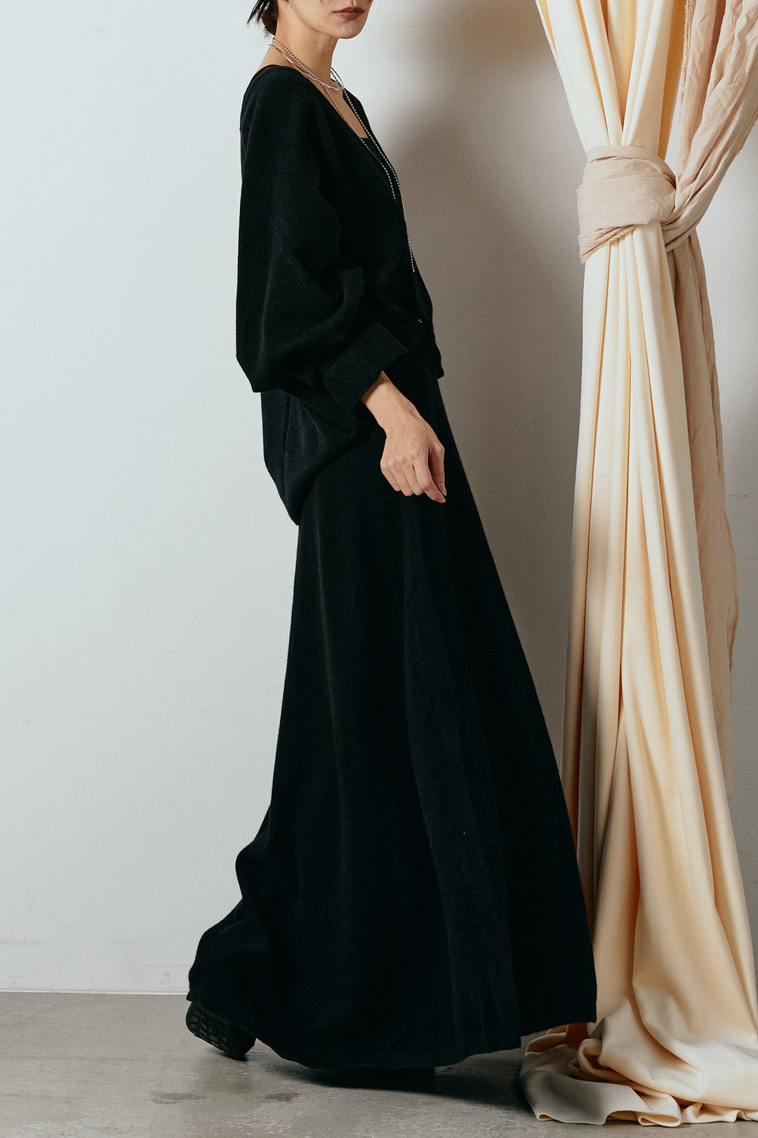 [SET]カシュクールニットカーディガン+ニットロングスカート(2set)