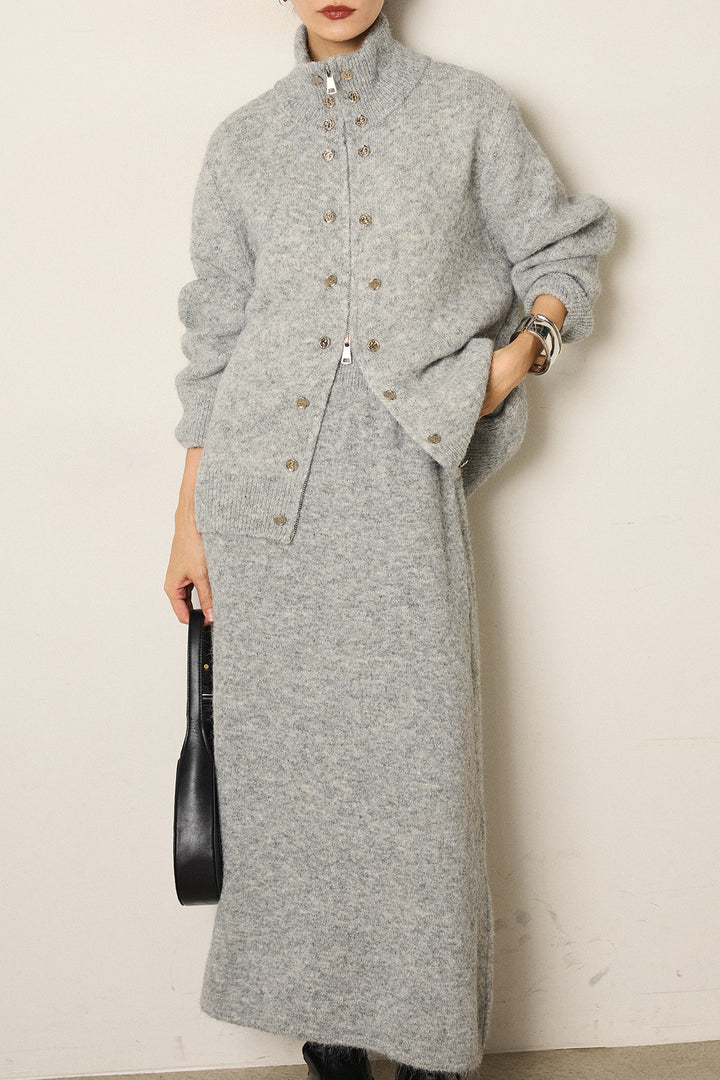 [SET]ハイネックメタルプレートニットスカートSETUP