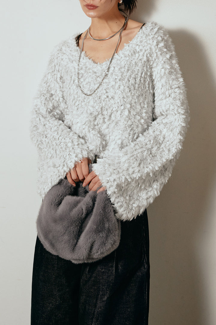 [SET]深Vネックチョウチョヤーンニットトップス+フロントタック入りコーデュロイパンツ(2set)