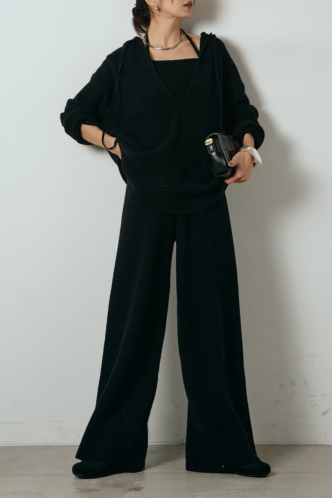 [SET]ホルターネックケーブルニットSETUP